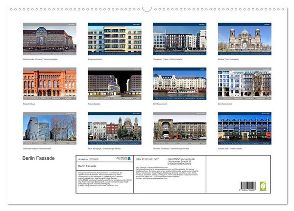 Produktbild: Berlin Fassade (Wandkalender 2026 DIN A2 quer), CALVENDO Monatskalender