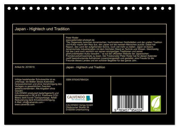 Produktbild: Japan - Hightech und Tradition (Tischkalender 2026 DIN A5 quer), CALVENDO Monatskalender