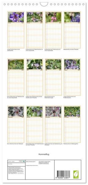 Produktbild: Familienplaner 2027 - Hummelflug mit 5 Spalten (Wandkalender, 21 x 45 cm) CALVENDO