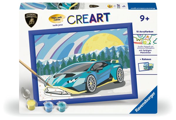 Produktbild: CreArt, Malen nach Zahlen Kinder - Blauer Lamborghini