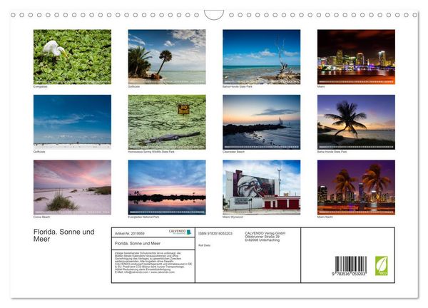 Produktbild: Florida. Sonne und Meer (Wandkalender 2026 DIN A3 quer), CALVENDO Monatskalender