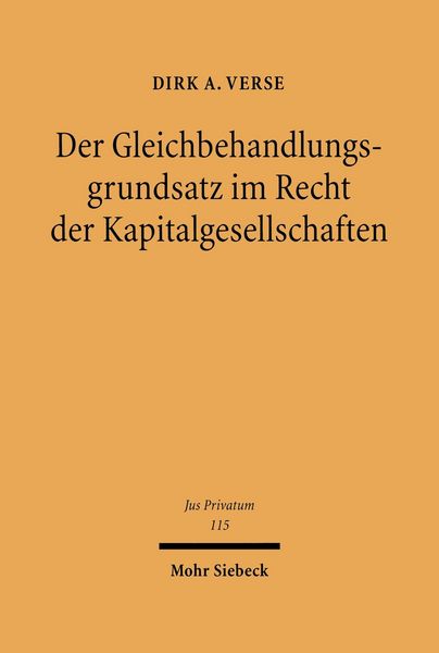 Produktbild: Der Gleichbehandlungsgrundsatz im Recht der Kapitalgesellschaften