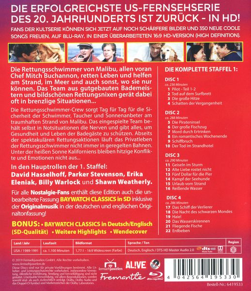 Produktbild: Baywatch HD - Staffel 1 (Fernsehjuwelen) [4 BRs]
