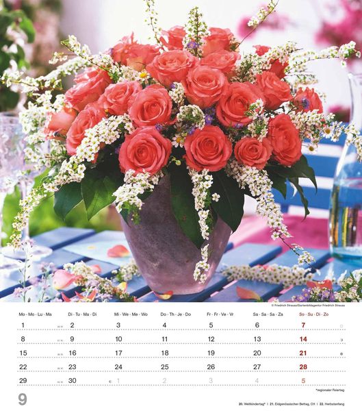 Produktbild: Alpha Edition - Der Duft der Rosen 2025 Bildkalender, 30,x34cm, Kalender mit sch&ouml;nen Bildmotiven f&uuml;r jeden Monat, Monats&uuml;bersicht, Feiertage DE/AT/CH und internationales Kalendarium