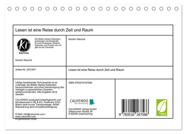 Produktbild: Lesen ist eine Reise durch Zeit und Raum (Tischkalender 2026 DIN A5 quer), CALVENDO Monatskalender