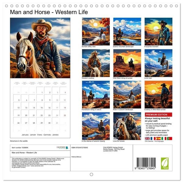 Produktbild: Man and Horse - Western Life (Wall Calendar 2026 12 &times; 12 Inch) CALVENDO 12 Month Wall Calendar