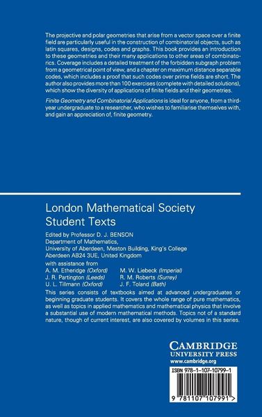 Produktbild: Finite Geometry and Combinatorial Applications