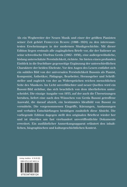 Produktbild: Ferruccio Busoni: Briefe an seine Frau, 1889-1923, hg. v. Martina Weindel, Bd. 2