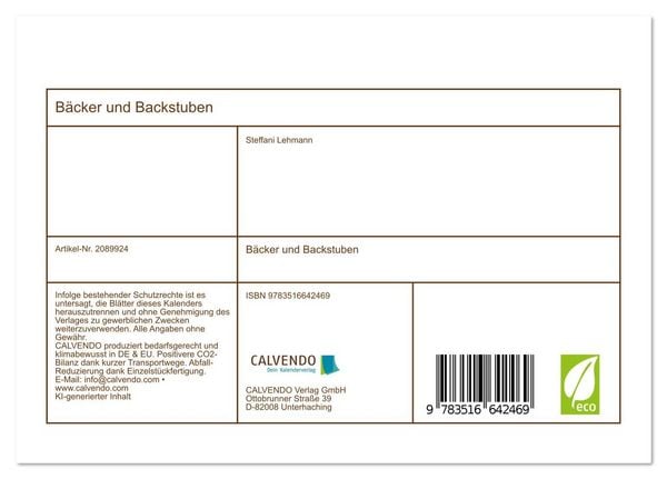 Produktbild: B&auml;cker und Backstuben (Tischkalender 2026 DIN A5 quer), CALVENDO Monatskalender