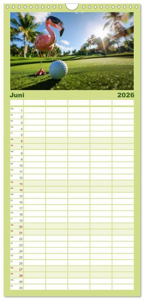 Produktbild: Familienplaner 2026 - Der tierisch lustige Golfkalender mit 5 Spalten (Wandkalender, 21 x 45 cm) CALVENDO