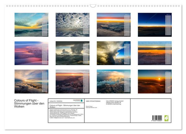 Produktbild: Colours of Flight - Stimmungen &uuml;ber den Wolken (Wandkalender 2026 DIN A2 quer), CALVENDO Monatskalender