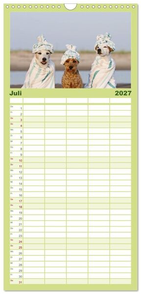 Produktbild: Familienplaner 2027 - Die Parson-Russell-Terrier...mit neuen Abenteuern aus der Hundeknipserei mit 5 Spalten (Wandkalender, 21 x 45 cm) CALVENDO