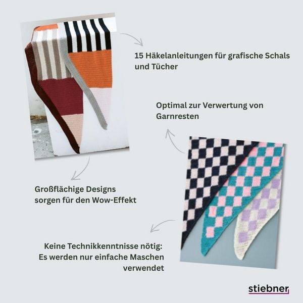Produktbild: T&uuml;cher und Schals h&auml;keln in grafischen Designs