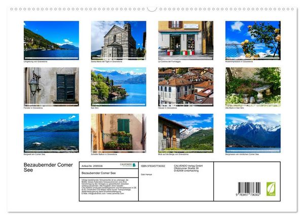 Produktbild: Bezaubernder Comer See (hochwertiger Premium Wandkalender 2026 DIN A2 quer), Kunstdruck in Hochglanz