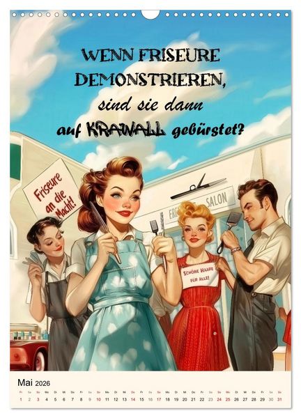 Produktbild: Friseurspr&uuml;che, Spa&szlig; rund um Frisuren, Kamm und Schere (Wandkalender 2026 DIN A3 hoch), CALVENDO Monatskalender