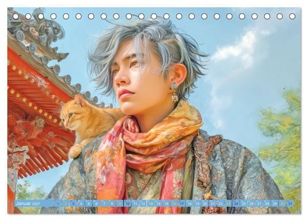 Produktbild: Japanische Figuren - Im Anime-Stil (Tischkalender 2027 DIN A5 quer), CALVENDO Monatskalender