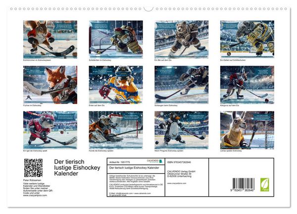 Produktbild: Der tierisch lustige Eishockey Kalender (hochwertiger Premium Wandkalender 2026 DIN A2 quer), Kunstdruck in Hochglanz