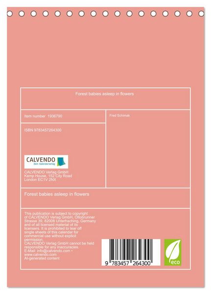 Produktbild: Forest babies asleep in flowers (Desk Calendar 2026 DIN A5 portrait), CALVENDO 12 Month DeskCalendar