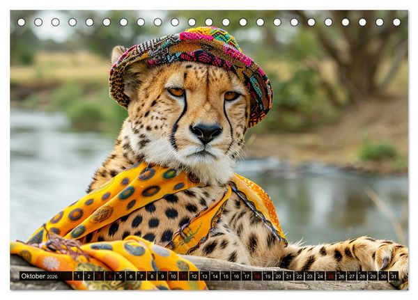 Produktbild: Savannen-Style. Stilvoller Raubkatzen-Chic (Tischkalender 2026 DIN A5 quer), CALVENDO Monatskalender
