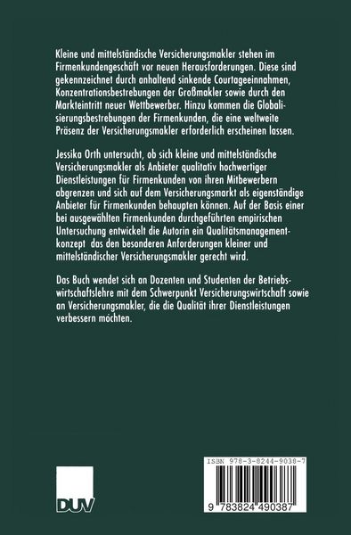 Produktbild: Qualit&auml;tsmanagement f&uuml;r Versicherungsmakler