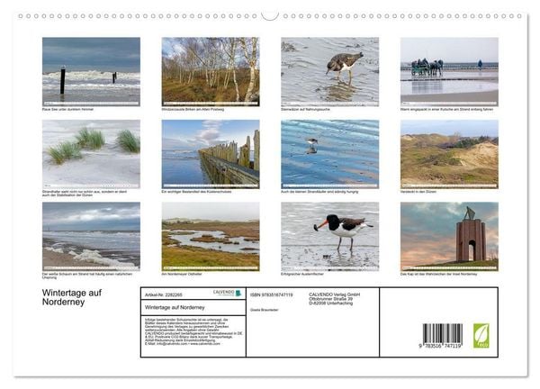 Produktbild: Wintertage auf Norderney (hochwertiger Premium Wandkalender 2026 DIN A2 quer), Kunstdruck in Hochglanz