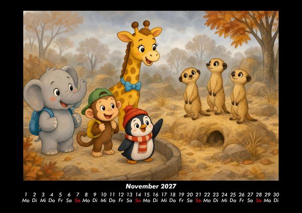 Produktbild: Ein Jahr im Zoo mit Raffi und Freunden 2027 Fotokalender DIN A3
