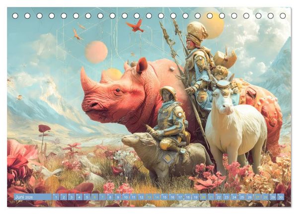 Produktbild: Tierparadies - Tierische Fantasiewelten (Tischkalender 2026 DIN A5 quer), CALVENDO Monatskalender