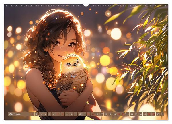 Produktbild: Manga Tierliebe (hochwertiger Premium Wandkalender 2026 DIN A2 quer), Kunstdruck in Hochglanz