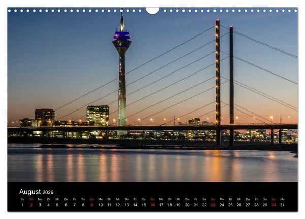 Produktbild: D&uuml;sseldorf - Ansichten am Abend (Wandkalender 2026 DIN A3 quer), CALVENDO Monatskalender