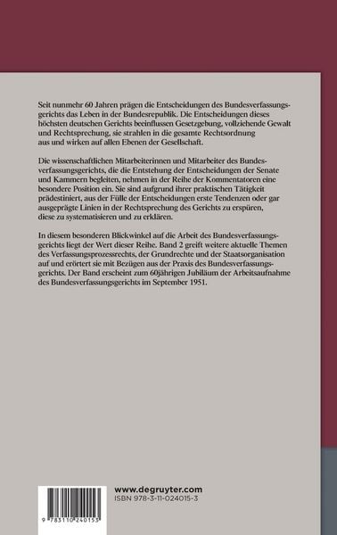 Produktbild: Band 2: Linien der Rechtsprechung des Bundesverfassungsgerichts - er&ouml;rtert von den wissenschaftlichen Mitarbeiterinnen und Mitarbeitern.