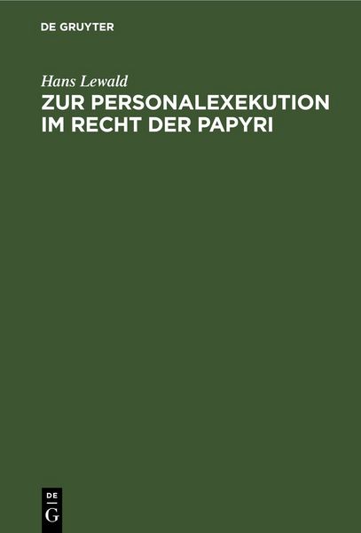 Produktbild: Zur Personalexekution im Recht der Papyri