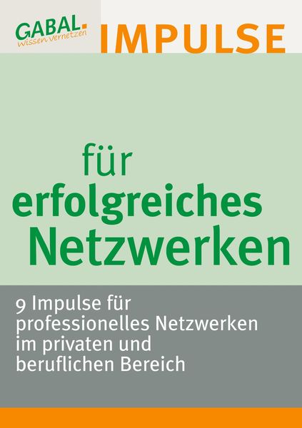Produktbild: Weitz, M: Impulse f&uuml;r erfolgreiches Netzwerken