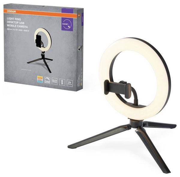 Produktbild: OSRAM HOMELIGHTING Linear LED Mobile Ring Desktop 4099854497612 LED-Ringleuchte 5.50 W Schwarz