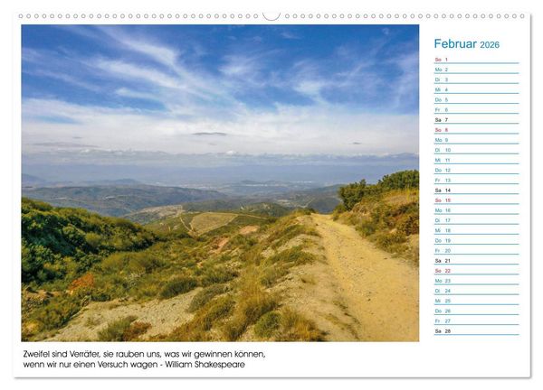 Produktbild: Mein Weg nach Santiago de Compostela mit Zitaten (Wandkalender 2026 DIN A2 quer), CALVENDO Monatskalender