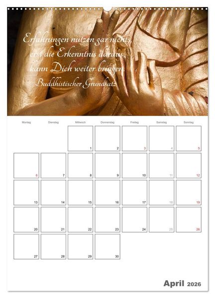 Produktbild: Harmonie und Freude Buddhistische Weisheiten 2026 (Wandkalender 2026 DIN A2 hoch), CALVENDO Monatskalender
