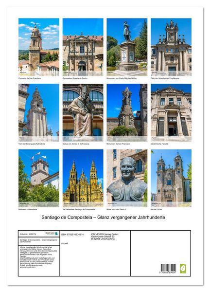 Produktbild: Santiago de Compostela &ndash; Glanz vergangener Jahrhunderte (Wandkalender 2026 DIN A2 hoch), CALVENDO Monatskalender