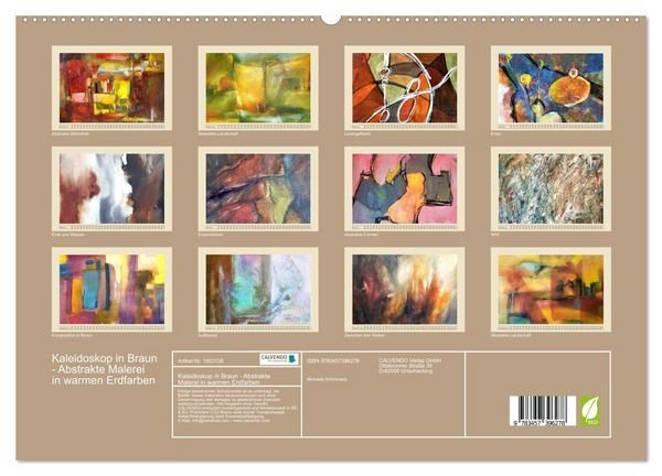Produktbild: Kaleidoskop in Braun - Abstrakte Malerei in warmen Erdfarben (hochwertiger Premium Wandkalender 2026 DIN A2 quer), Kunstdruck in Hochglanz