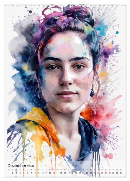 Produktbild: Aquarell-Frauenportr&auml;ts (hochwertiger Premium Wandkalender 2026 DIN A2 hoch), Kunstdruck in Hochglanz