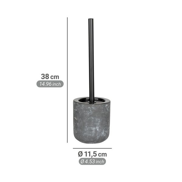 Produktbild: WC-Garnitur Mod. Sacile, grau/schwarz, Keramik, Edelstahl, &Oslash;11.5x38 cm, Betonoptik, freistehend,