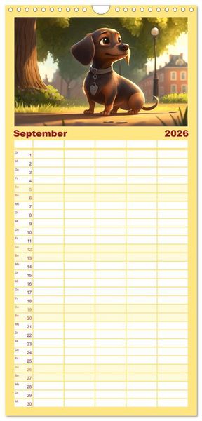 Produktbild: Familienplaner 2026 - Comic Hunde mit 5 Spalten (Wandkalender, 21 x 45 cm) CALVENDO