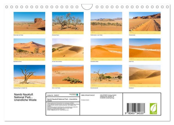 Produktbild: Namib Naukluft National Park - Unendliche W&uuml;ste (Wandkalender 2026 DIN A4 quer), CALVENDO Monatskalender