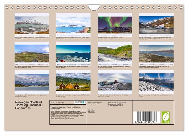 Produktbild: Norwegen Nordland Troms og Finnmark - Panoramen (Wandkalender 2026 DIN A4 quer), CALVENDO Monatskalender