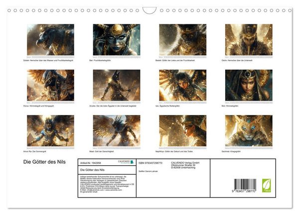 Produktbild: Die G&ouml;tter des Nils (Wandkalender 2026 DIN A3 quer), CALVENDO Monatskalender