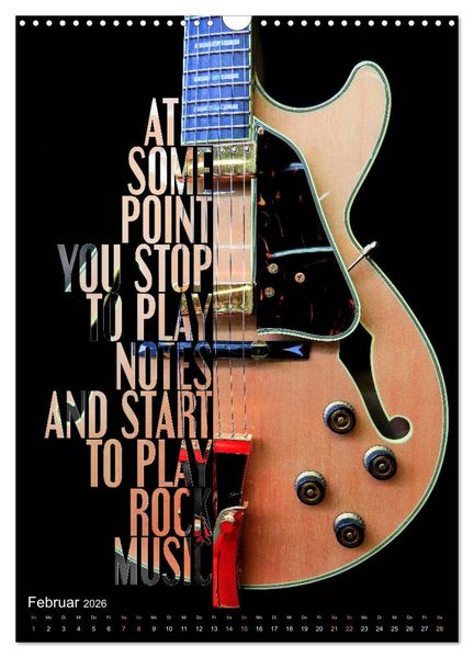 Produktbild: Rockgitarren Textposter (Wandkalender 2026 DIN A3 hoch), CALVENDO Monatskalender