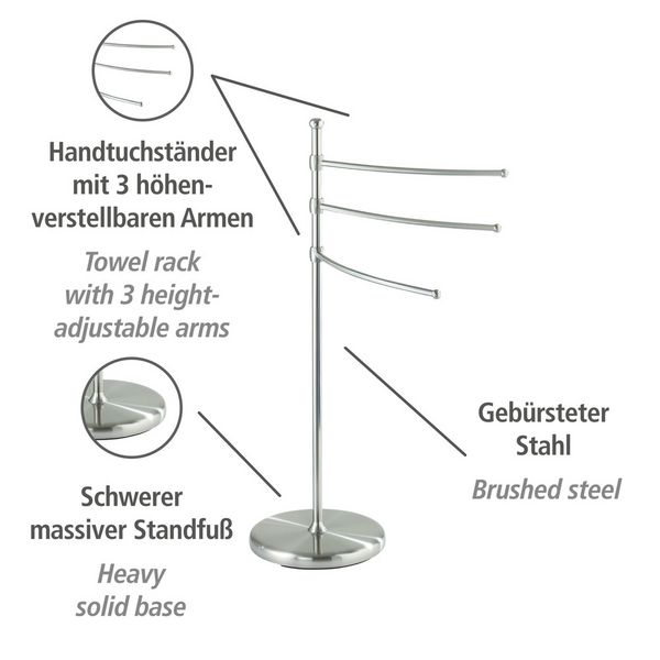 Produktbild: Handtuchst&auml;nder Mod. Adiamo mit 3 Armen, h&ouml;henverstellbare Handtucharme