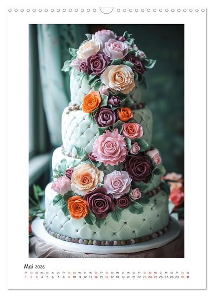 Produktbild: Hochzeitstorten - Verf&uuml;hrerische Kreationen mit einer KI in Szene gesetzt (Wandkalender 2026 DIN A3 hoch), CALVENDO Monatskalender