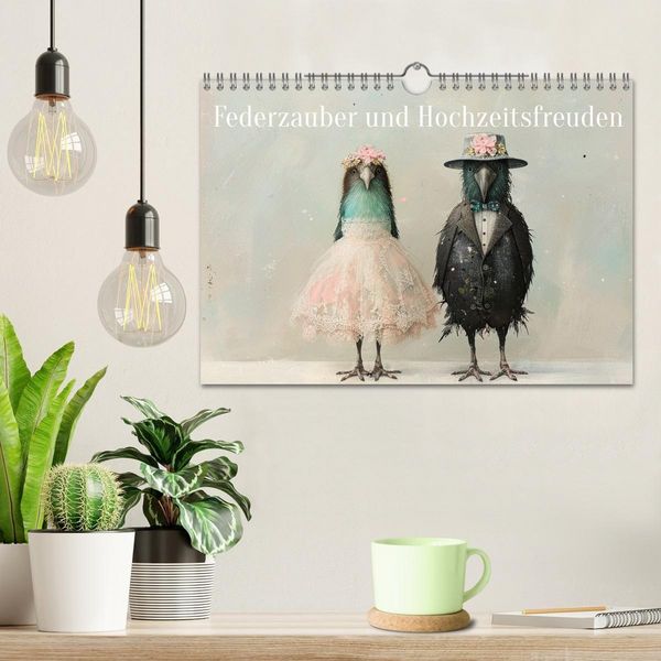Produktbild: Federzauber und Hochzeitsfreuden (Wandkalender 2027 DIN A4 quer), CALVENDO Monatskalender