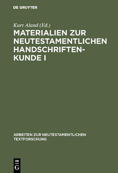 Produktbild: Materialien zur neutestamentlichen Handschriftenkunde I