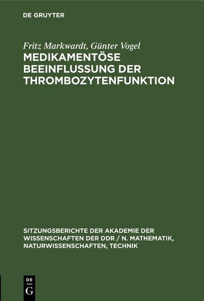 Produktbild: Medikament&ouml;se Beeinflussung der Thrombozytenfunktion