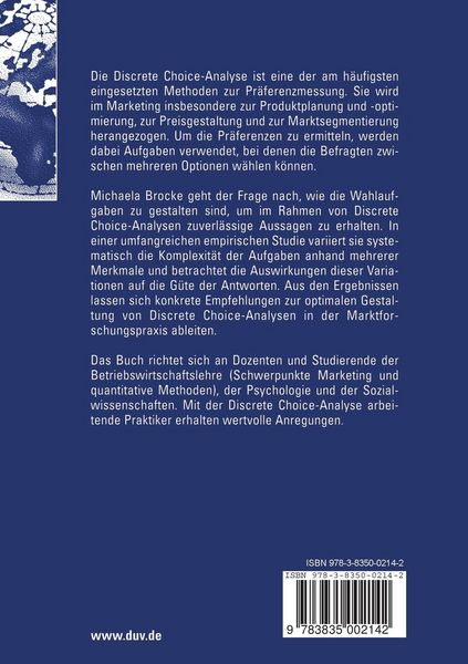Produktbild: Pr&auml;ferenzmessung durch die Discrete Choice-Analyse